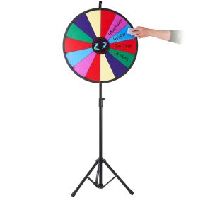 VEVOR 24 inch Spinning Prize Wheel, 14 Slots Spinning Wheel with Height Adjustable Stand, Roulette Wheel with a Dry Erase, and a Storage Bag