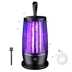 1Pc Rechargeable Mosquito Killer Lamp Bug Zapper With Night Light Strap Mosquito Catcher With Max 1615Square Feet Range UV Light For Indoor Outdo (Option: Black)