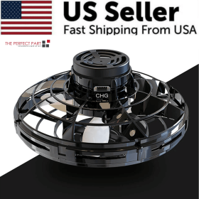 Flying Fidget Spinner Drone Ball UFO Stress Focus Hand Fun Toy LED Kids & Adults (Model: Black)