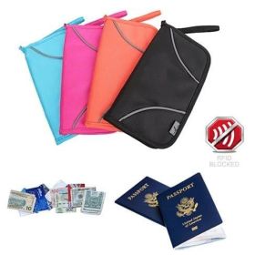 SAFE JOURNEY RFID BLOCKER Passport and Credit Card Protector Wallet (Color: sky blue)