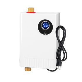 3000W Electric Tankless Water Heater Instant Mini Hot Water Heater With Digital Display For Kitchen RV Sink Bathroom (Option: White)